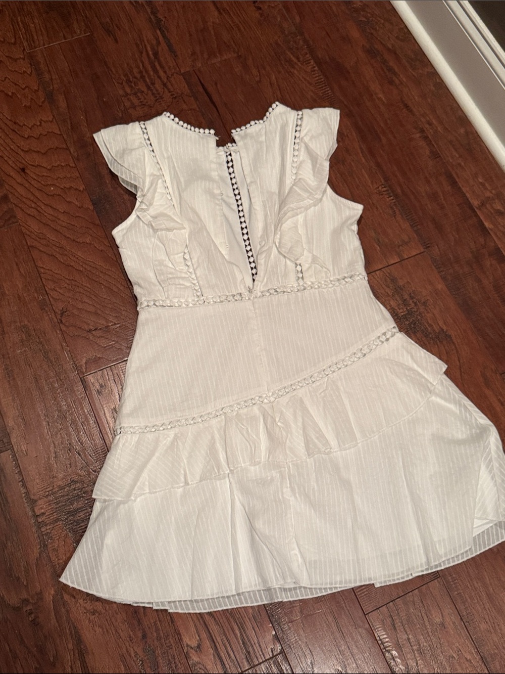 White Ruffled Embroidered Summer Dress - Picture 10 of 12